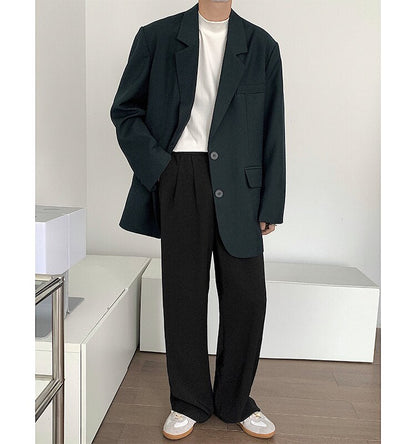 sanyamk Men's High-quality Casual Suit Jackets Formal Western-style Clothes Loose Black/brown/green Blazers Business Coats S-XL