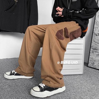 Bonsir Large Size Men Cargo Pants Patchwork Wide Leg Pants Fashion Harajuku Male Streetwear Trousers Hip Hop Casual Clothing