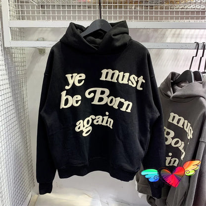 sanyamk Puff Print Kanye West Hoody Men Women 1:1 Pink Ye Must Be Born Again Hoodie Oversize Fit Pullovers CPFM Sweatshirts