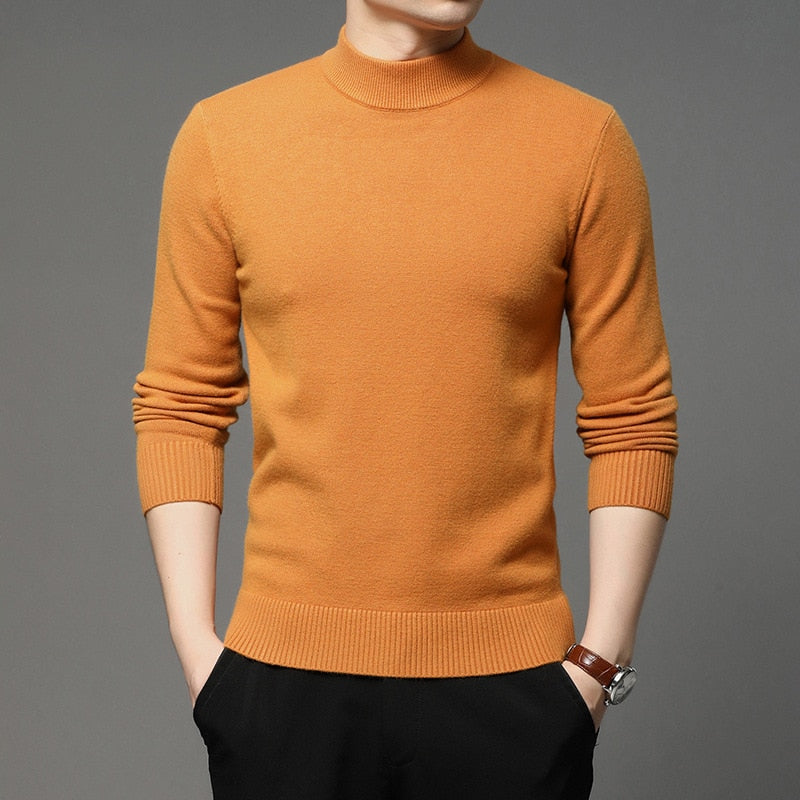 sanyamk 2022 Autumn and Winter New Men Turtleneck Pullover Sweater Fashion Solid Color Thick and Warm Bottoming Shirt Male Brand Clothes