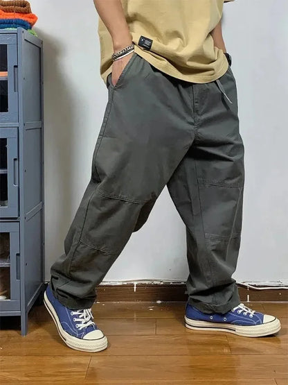 Bonsir Japanese Baggy Cargo Pants Men Clothing Streetwear Kahaki Work Casual Trousers Harajuku High Quality Straight Tactical