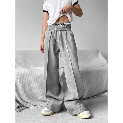 sanyamk Wide Leg Sweatpants Men Oversize Gray Sports Pants Sportswear Casual Trousers Male Loose Korean Streetwear Hip Hop