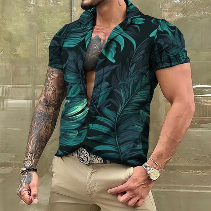 sanyamk Shirts And Blouses Hawaiian Men's Shirt Tropical 3D Print Casual Beach Short Sleeve Tops Oversized Tees Man Clothing Camisa