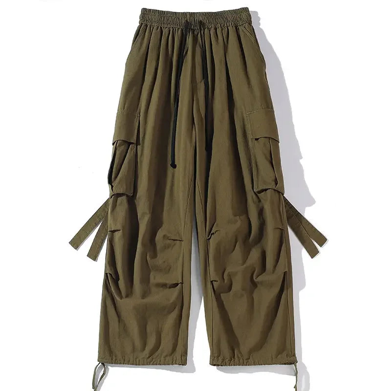 Bonsir Black Cargo Pants for Men Oversize Cargo Trousers Male Green Loose Casual Japanese Streetwear Hip Hop Pocket Big Size