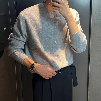 sanyamk  -  Men's Cardigan Long Sleeve Knitted Sweatshirts Autumn New Korean Style Fashion High Grade Sweater Loose Casual Coat 9C1648