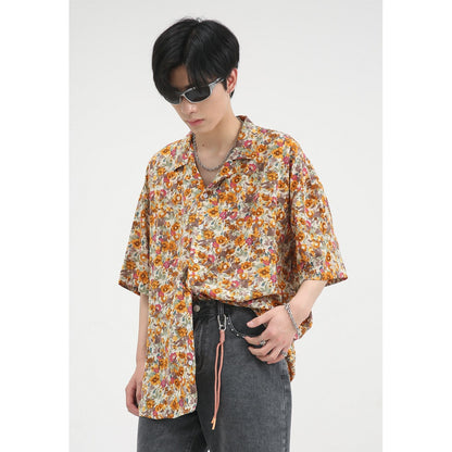 Bonsir Summer Hawaii Shirt For Men Short Sleeve Casual Loose Fashion Holiday Tops Couple Style Floral Print Colorful Beach Retro Blouse