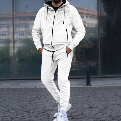 sanyamk Fashion Graphic Print Tracksuit Men Casual Hoodies Two Piece Sets Autumn Mens Long Sleeve Hooded Sweatshirt And Pants Suits Male