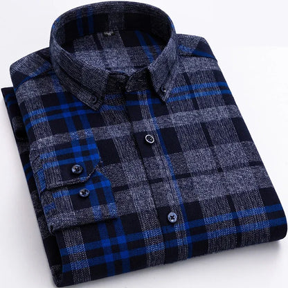 sanyamk Pure Cotton Men's Plaid Shirt Long Sleeve Regular Fit Men Casual Oversized Shirt Leisure Autumn Male Blouse New Plus Size