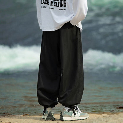 sanyamk Summer Oversized Casual Pants Men Fashion Loose Wide Leg Pants Mens Japanese Streetwear Hip Hop Straight Pants Mens Trousers