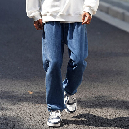 Bonsir Blue White Black Wide-leg Jeans Men's Fashion Casual Retro Baggy Jeans Mens Streetwear Loose Hip-hop Straight Denim Trousers Men