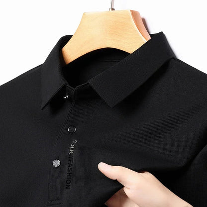 sanyamk 2024 New Spring Lapel Business Casual Polo Shirt Elastic Base Shirt Top Men's Long Sleeve T-shirt