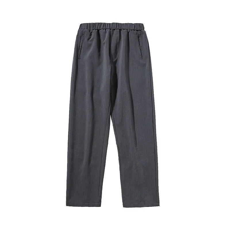 sanyamk -  Back Men's Zipper Design Suit Pants New Casual Elastic Waist Straight Trousers Streetwear Niche Design Pants 2A0748
