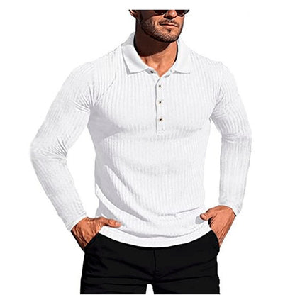 sanyamk New Polo Men Solid Stripe Fitness Outdoor Elasticity Long Sleeve Polo Shirts for Men Fashion Stand Collar Mens Shirts