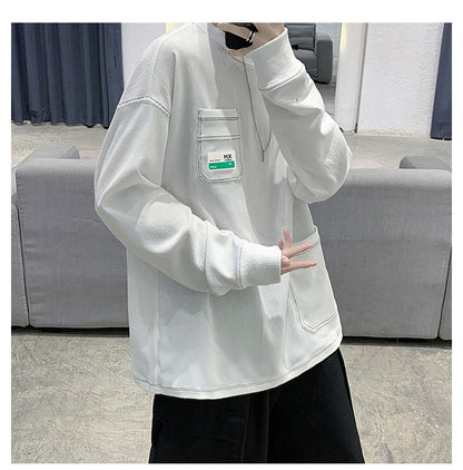 sanyamk Y2k Corduroy Pockets Graphic T Shirts Long Sleeve 2022 Harajuku Streetwear Hip Hop Oversized T-shirts Funny Black Tee