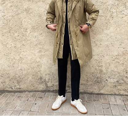 sanyamk Men's Winter Coat Faux Two-piece Standard Collar Regular Fit Japan Korean Casual Business Style Vintage Down Parka