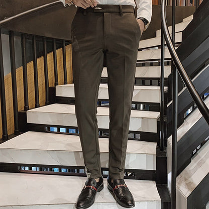 sanyamk Business British Style Elegant Striped Formal Suit Trousers Men's Off-shelf Slim-fit Fashion Gentleman Straight Casual Trousers