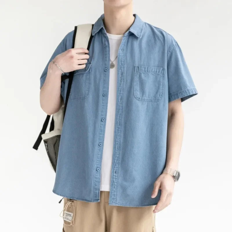 sanyamk Short-sleeved Shirt Men's Casual Workwear Japanese Jacket