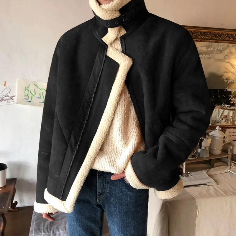 sanyamk Winter Men Faux Fur Jacket Male Fashion Loose Warm Coat New Male Streetwear Thicken Outwear Overcoat Oversize Clothing T185