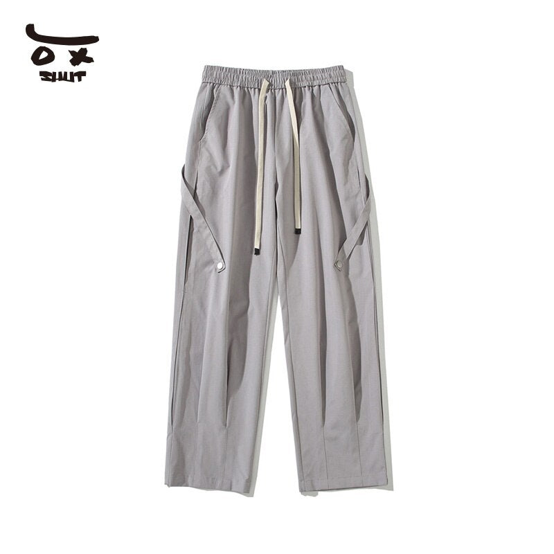 Bonsir American High Street Loose Casual Straight Charge Functional cargo wide leg jogger pants men trousers korean streetwear