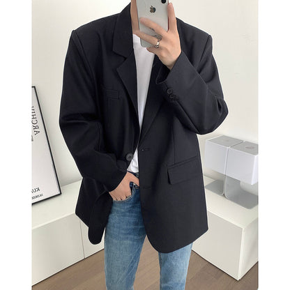 sanyamk Stylish New Autumn Winter Men Blazer High Quality Leisure Style Loose Male All-match Simple Chic Casual Single Breasted Suits