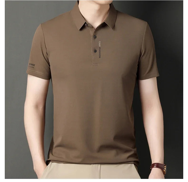 sanyamk Men Summer Short Sleeved POLO Shirts Top Popular Polo Collar Waffle Short Sleeve High Quality T-shirt