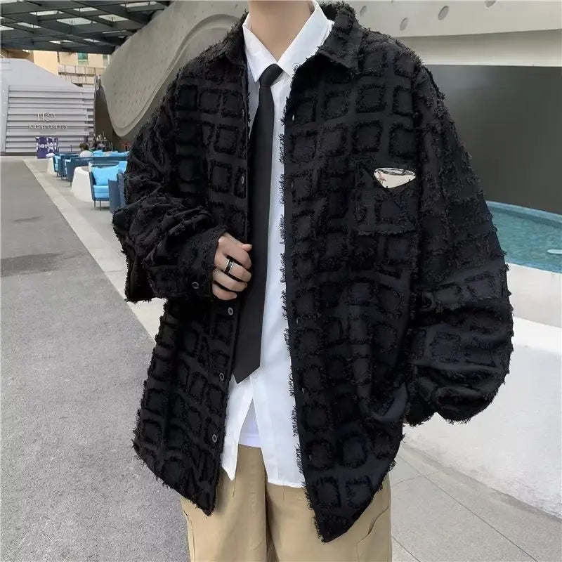 sanyamk Plaid Jackets Fashion Handsome Popular American Style Sequined Pocket Hipster Spring Autumn Male Temperament Outerwear Daily