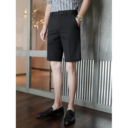 Bonsir Summer Slim Fit Fashion Solid Straight Shorts Men Clothing All Match Casual Business Suit Short Homme Male Streetwear T41