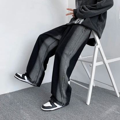 sanyamk American straight striped tie-dye men's jeans loose high street vibe hip hop pants brand men's clothing
