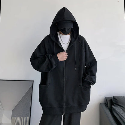 sanyamk  -  Harajuku Y2k Zip Up Hoodie Chic Korean Fashions Graphic Hooded Hoodies Sweatshirts Men Coffee Casual Loose Hoodie