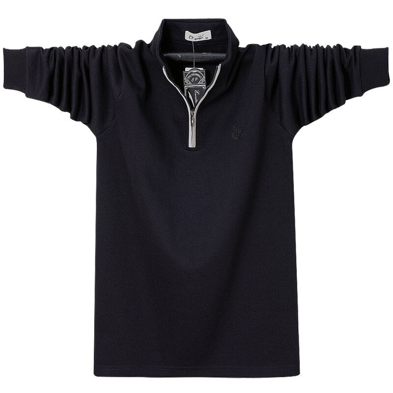 sanyamk New Fashion Solid Polo Shirt Men Korean Fashion Embroidery Long Sleeve Casual Fit Slim Men's Polo Shirt Zipper Collar Tops 6XL