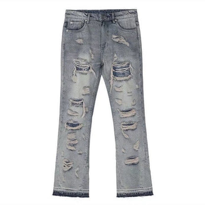 sanyamk High Street Hole Ripped Vintage Men Hip Hop Baggy Jeans Trousers Punk Distressed Retro Washed Straight Denim Pants Pantalon