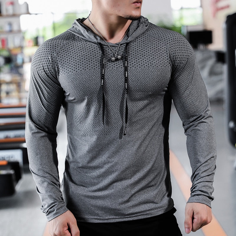 sanyamk Mens Fitness Tracksuit Running Sport Hoodie Gym Joggers Hooded Outdoor Workout Athletic Clothing Muscle Training Sweatshirt Tops