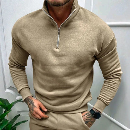 Bonsir Autumn Winter Wool Hoodies Clothes For Men New Arrival Long Sleeve Solid Sweatshirts Casual Fleece Lapel Zip Sweatshirt Top