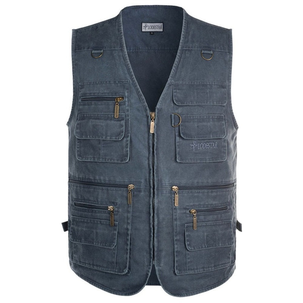 8XL 9XL 10XL New Male Casual Summer Big Size Cotton Sleeveless Vest With Many 16 Pockets Men Multi Pocket Photograph Waistcoat