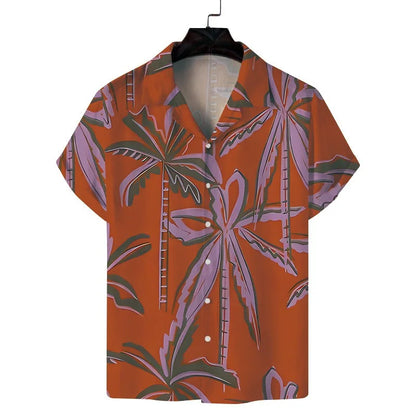 sanyamk Cuba Collar Summer Men's Short-sleeved Printed Shirt Hawaii Beach Vacation