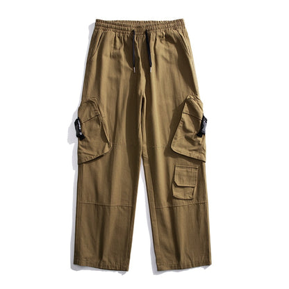 Bonsir Baggy  Large Pocket Cargo Pants Men Khaki Cargo Trousers Neutral Vintage Loose Casual Autumn Japanese Streetwear Hip Hop Pant