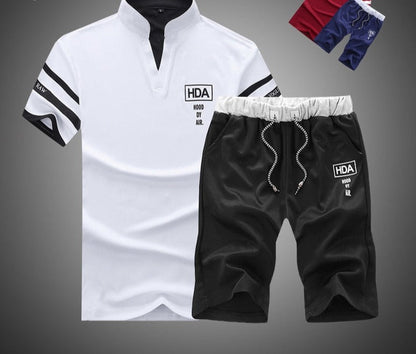 sanyamk Summer Polo Shirt Mens Short Sleeve Polo + Shorts Suit Male Solid Jersey Breathable 2PC Top Short Set Fitness Sportsuits Set Men