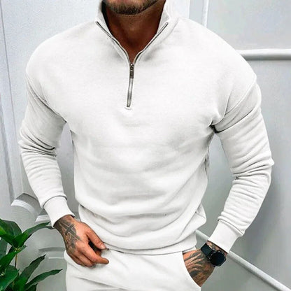 Bonsir Autumn Winter Wool Hoodies Clothes For Men New Arrival Long Sleeve Solid Sweatshirts Casual Fleece Lapel Zip Sweatshirt Top