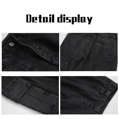 sanyamk Baggy Jeans Trousers Male Denim Pants Black Wide Leg Pants Men's Jeans Oversize Cargo Korean Streetwear Hip Hop Harajuku