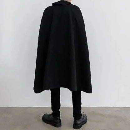 sanyamk Mens Dark Style Sleeveless Mid-Length Cape Cloak Autumn And Winter Genderless Japanese Fashion Retro Loose Cape Coat Unisex