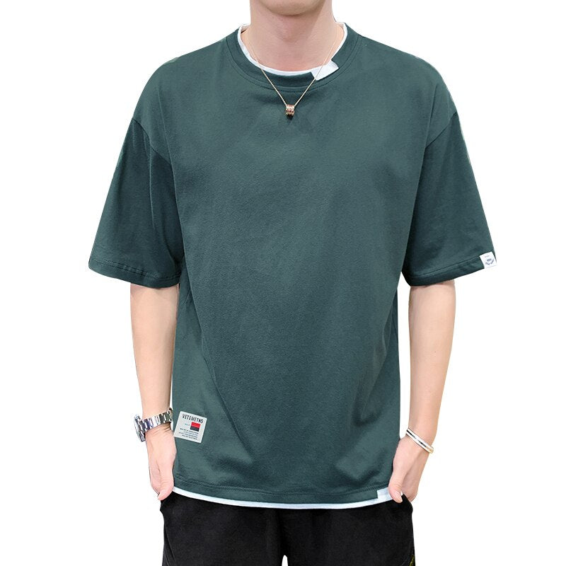 sanyamk 2022 Summer New Men's T-Shirt Trend Half-Sleeve T-Shirt Fashion Loose Casual Stretch Large Size Top T-Shirt