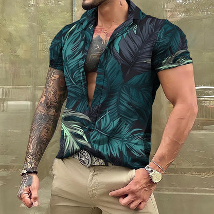 sanyamk Shirts And Blouses Hawaiian Men's Shirt Tropical 3D Print Casual Beach Short Sleeve Tops Oversized Tees Man Clothing Camisa