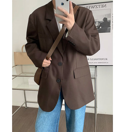 sanyamk Men's High-quality Casual Suit Jackets Formal Western-style Clothes Loose Black/brown/green Blazers Business Coats S-XL