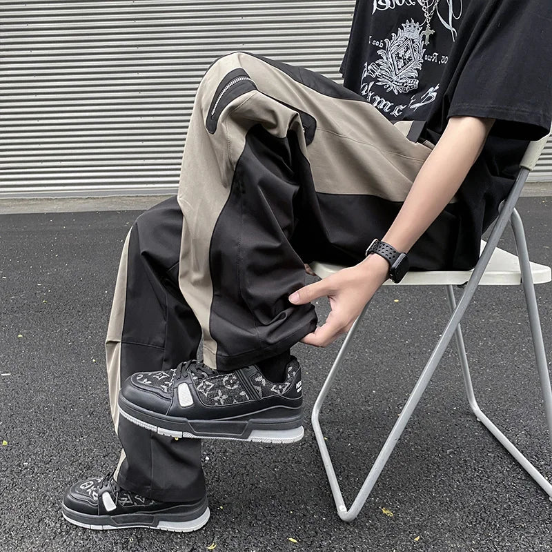 sanyamk Techwear Parachute Cargo Pants Men Patchwork Zipper Loose Casual Trousers Male Summer Streetwear Hip Hop Spliced 5XL