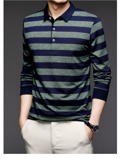 sanyamk Top Grade 2022 New Fashion Brand Striped Men Plain Polo Shirts For Men Casual Designer Long Sleeve Tops Men's Clothing