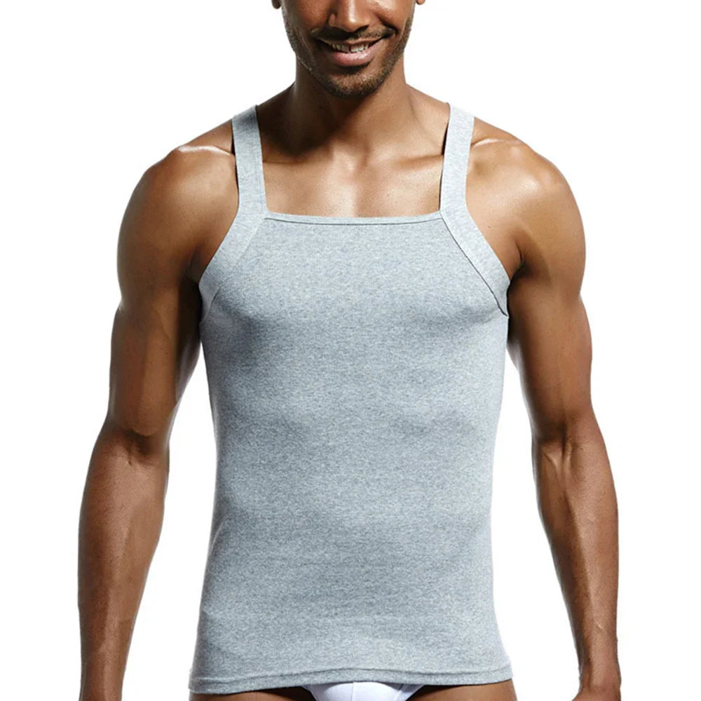 sanyamk Mens Undershirt Plain Heavy Weigh Tank Tops Sleeveless Male Bodyshaper  Square Cut Sports Muscle Gym Wrestling Fitness T-Shirts