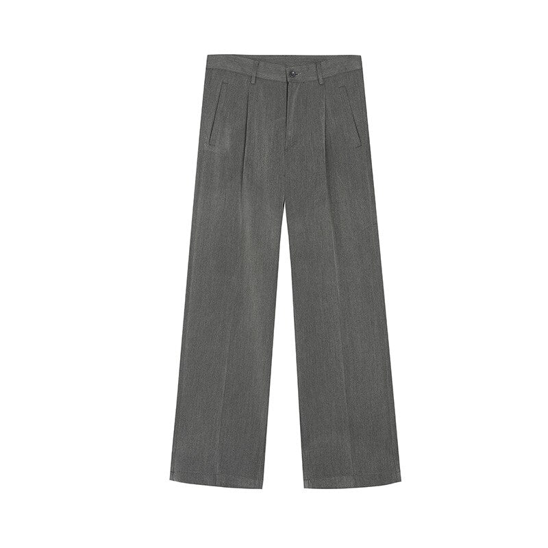 Bonsir Men Casual Straight Suit Pant Male Japan Korea Style Loose Vintage Fashion Streetwear Trousers Wide Leg Pant