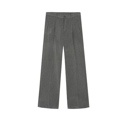 Bonsir Men Casual Straight Suit Pant Male Japan Korea Style Loose Vintage Fashion Streetwear Trousers Wide Leg Pant