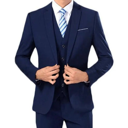 sanyamk New Men Suit 3 Pieces Shawl Lapel Slim Business Daily Fit Wedding Groom Tuxedo Banquet Work Set Jacket Vest With Pants