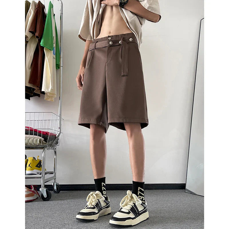 sanyamk Summer Suit Shorts Men Fashion Social Mens Dress Shorts Korean Loose Casual Suit Shorts Mens Office Formal Shorts Large Size